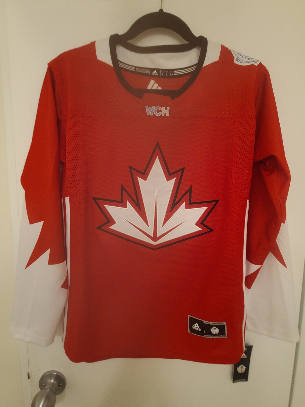 Adidas Red Canada Hockey Jersey with White Maple Logo